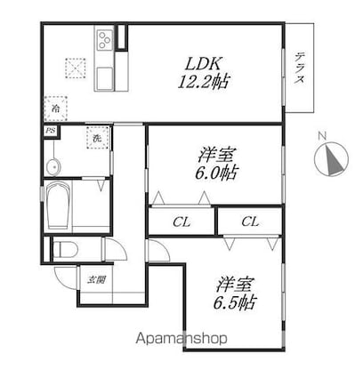 Ｐｉｅｄｍｏｎｔ比叡[2LDK/59.85m2]の間取図