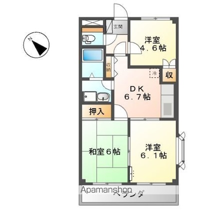 カナール[3DK/51.3m2]の間取図