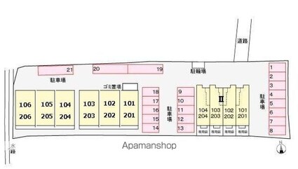 カルム・シェソワⅡ[1LDK/42.8m2]の配置図