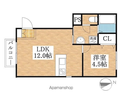 サン・ｆｒｉｅｎｄｓ北外山ⅡＢ[1LDK/36.01m2]の間取図