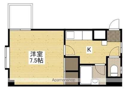 リバー大手町[1K/26m2]の間取図