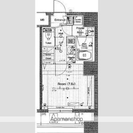 ブライズ神楽坂[1K/25.98m2]の間取図