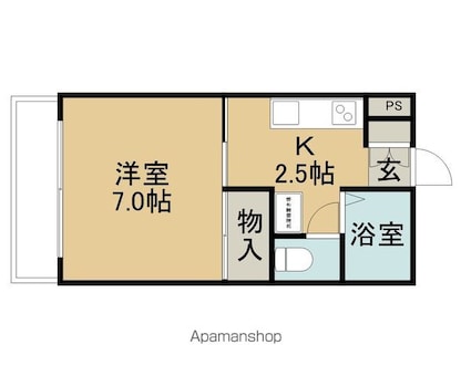 コーポウィステリア[1K/26.4m2]の間取図