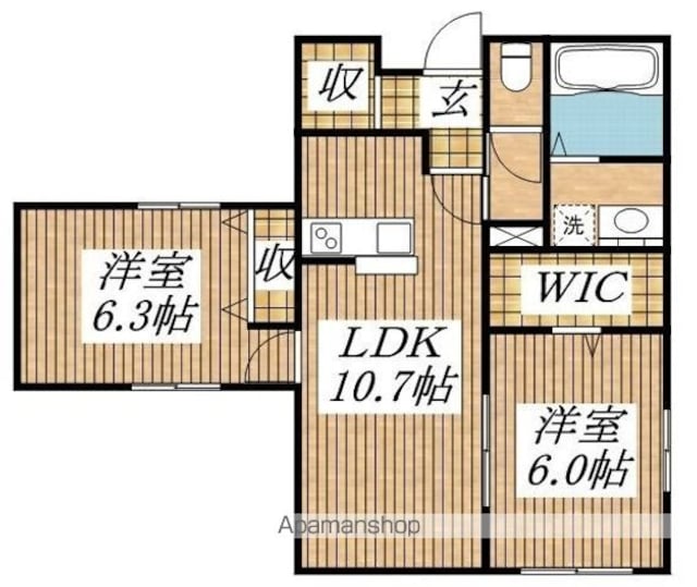 東京都立川市栄町３丁目[2LDK/60.16m2]の間取図