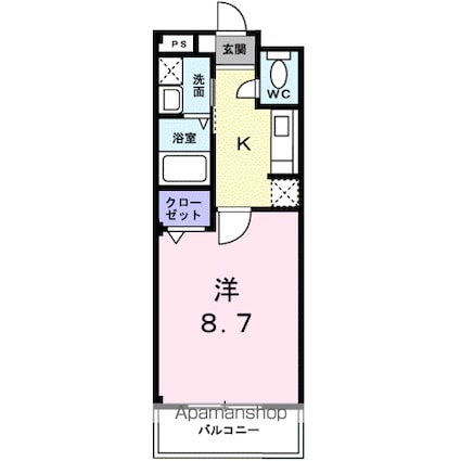 Ｐｒｏｍｅｎａｄｅ　Ｆｕｊｉ[1K/27.98m2]の間取図