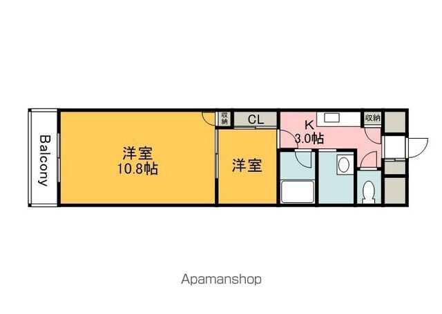 クレセント・ヒルズ[2K/39.67m2]の間取図