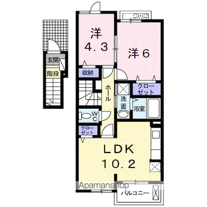 シャン・ノール　ⅩⅡ[2LDK/52.83m2]の間取図