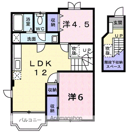 ニュークレストール藤[2LDK/58.53m2]の間取図