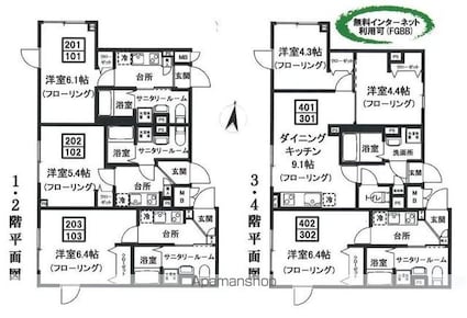 ＡＬＴＯ緑が丘[1K/22.32m2]の間取図