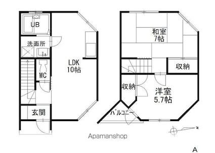 コーポサンライズ[2LDK/62.82m2]の間取図