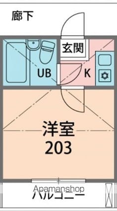 ポルシェ野方[1K/12.87m2]の間取図