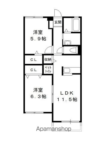 【柏市篠籠田のアパートの間取り】