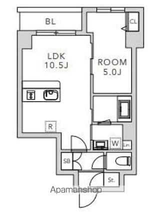 クレアーレ上目黒諏訪山[1LDK/38.33m2]の間取図