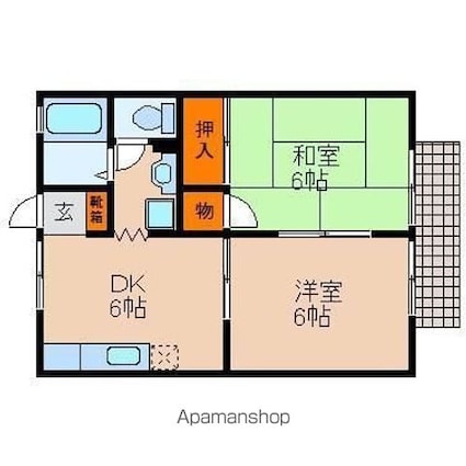 ギオンハイツ[2DK/40.22m2]の間取図