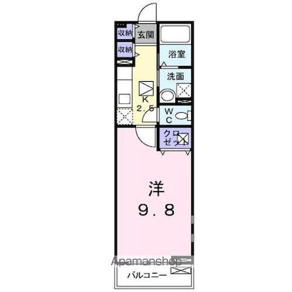 サンライズ元山[1K/31.7m2]の間取図
