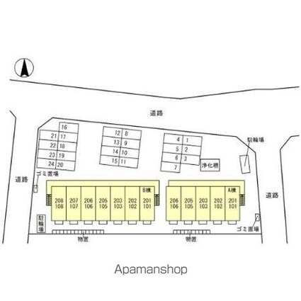 ルノン　Ａ棟[1K/30.03m2]の配置図