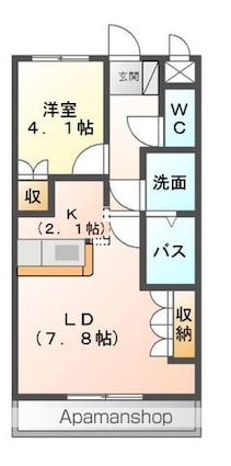 鹿嶋アーバンスクエア[1LDK/36m2]の間取図
