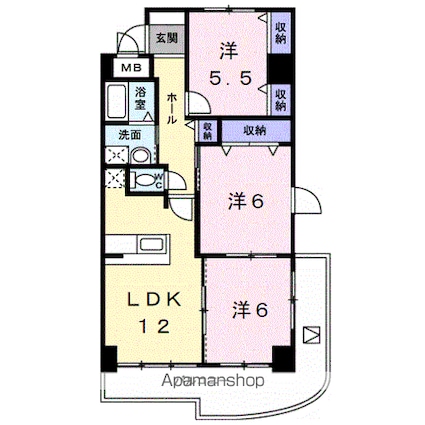 アズゥール[3LDK/70.39m2]の間取図