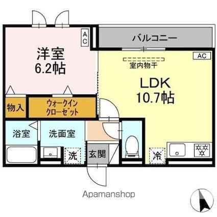 セレスティア長良　イースト[1LDK/41.29m2]の間取図