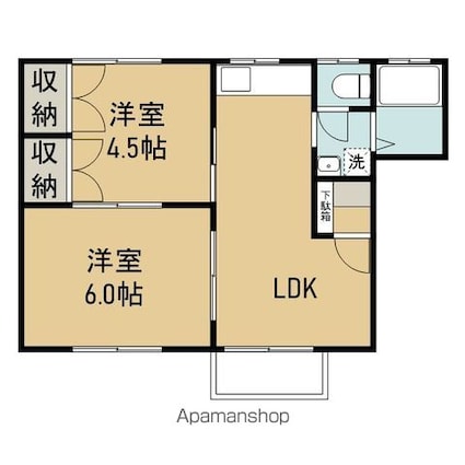 ローズハウスＹ[2LDK/45.46m2]の間取図