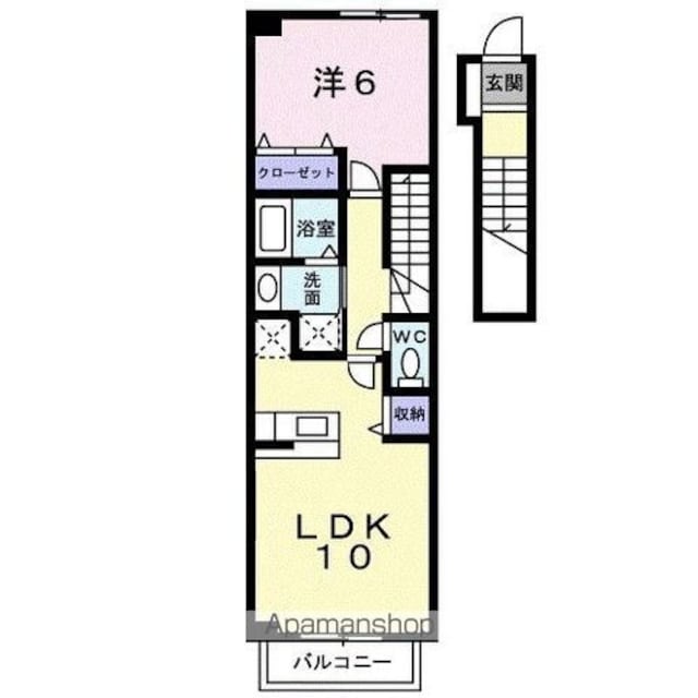 香川県高松市田村町[1LDK/41.98m2]の間取図