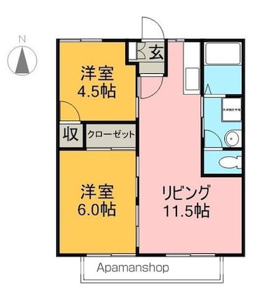 パークヒルズ梨子ノ木[2LDK/46.37m2]の間取図