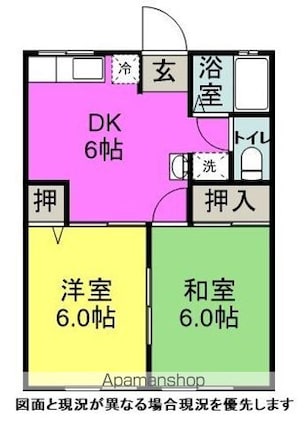 シティハイム隼[2DK/39.6m2]の間取図