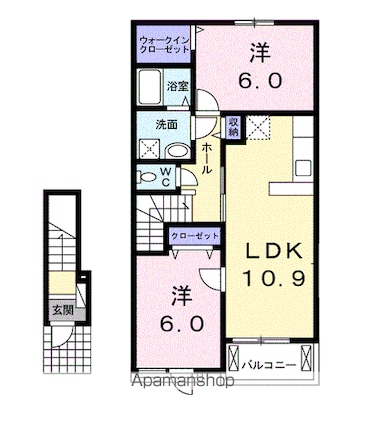 ピーメイルＢ[2LDK/57.21m2]の間取図