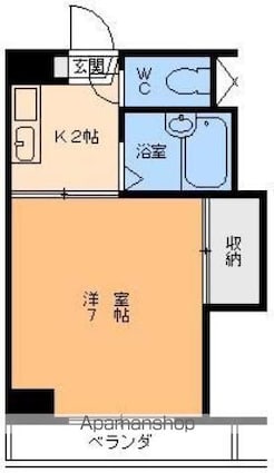愛媛県松山市味酒町３丁目[1K/21.24m2]の間取図