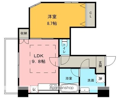 愛知県名古屋市北区城見通３丁目[1LDK/45.51m2]の間取図