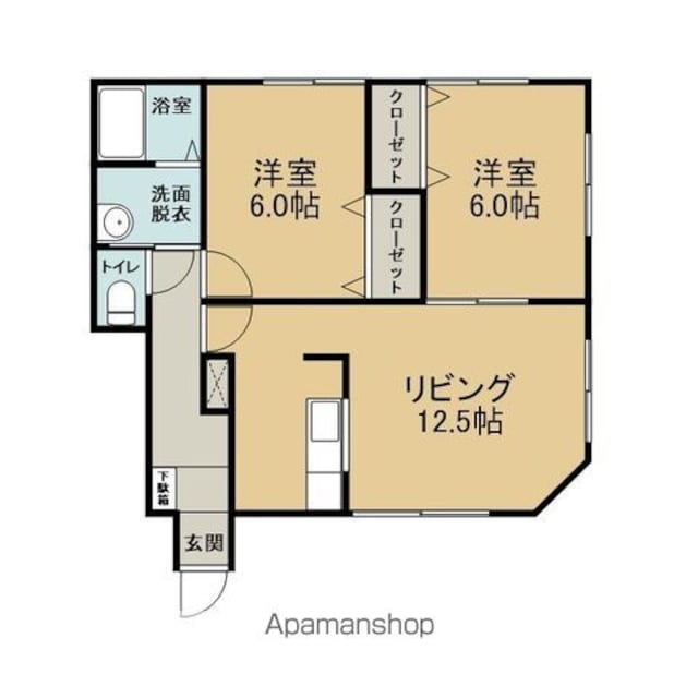 おりーぶＢ[2LDK/58.26m2]の間取図