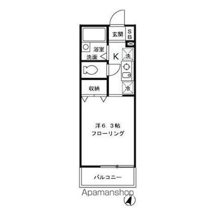 Ｃｏｔｅａｕ　ｄｕ　Ｓｏｌｅｉｌ[1K/20.03m2]の間取図