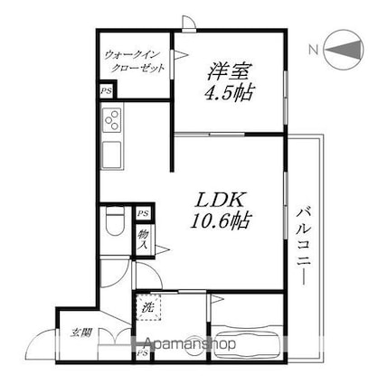 滋賀県大津市におの浜３丁目[1LDK/41.01m2]の間取図