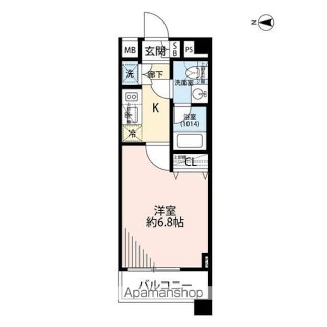 プレール・ドゥーク中野坂上[1K/22.42m2]の間取図