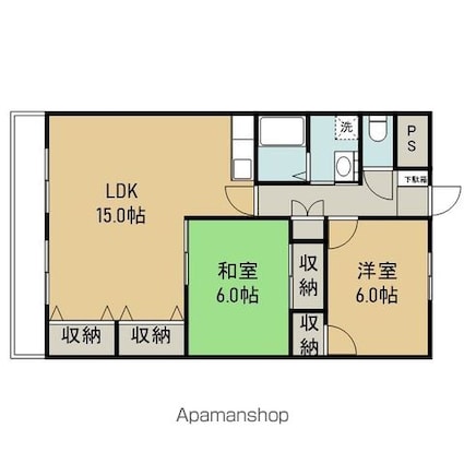 ラ・フルールＢ棟[2LDK/63.72m2]の間取図