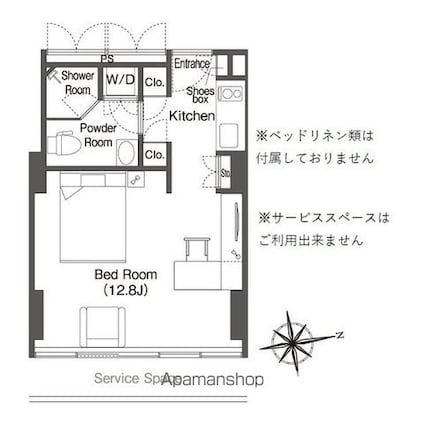 ウエリスアーバン品川タワー[1R/29.59m2]の間取図