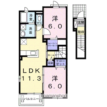 イーストメゾン　Ⅱ[2LDK/58.21m2]の間取図