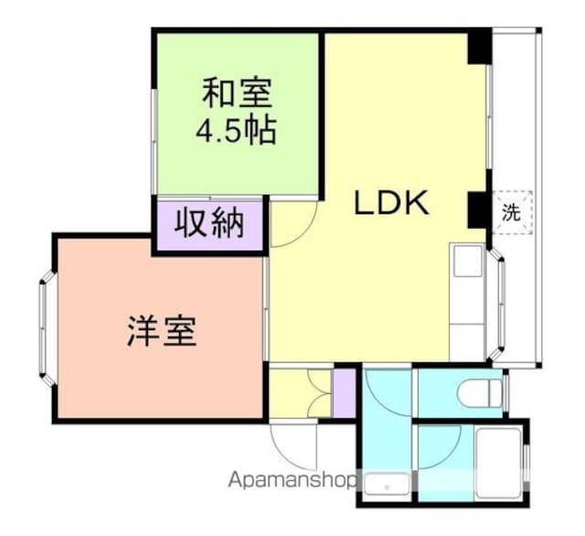 和歌山県和歌山市鳴神[2LDK/45.95m2]の間取図