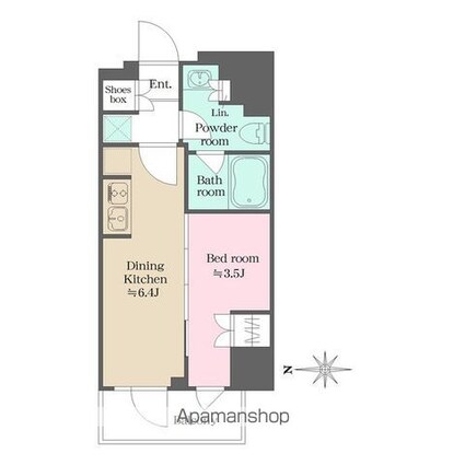 ウエリスアーバン錦糸町[1DK/27.24m2]の間取図
