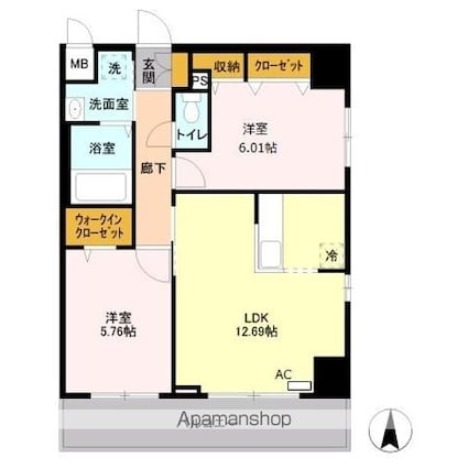Ａ８[2LDK/57.32m2]の間取図