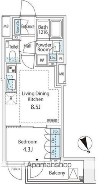 オープンレジデンシア下北沢コート[1LDK/32.66m2]の間取図