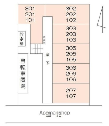 Ｌコート[1K/24m2]の配置図