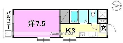 ヴィラ平成[1K/22.36m2]の間取図