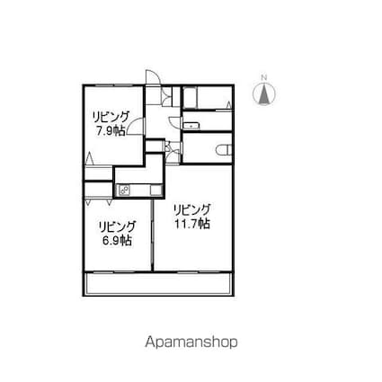 ラトナ東口ビル[2LDK/57.71m2]の間取図