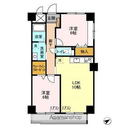 千葉県千葉市稲毛区作草部町[2LDK/57.04m2]の間取図
