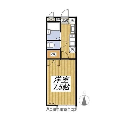 エステート[1K/22.41m2]の間取図
