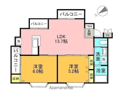 セイレンコート[2LDK/50.9m2]の間取図