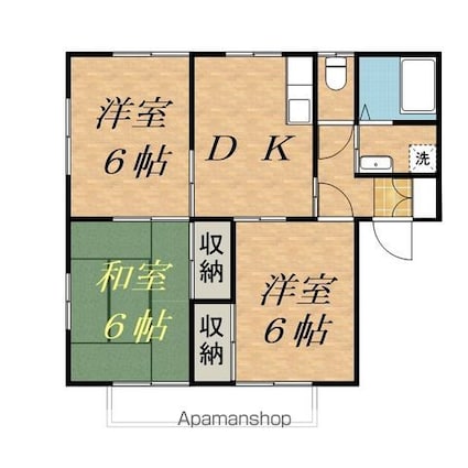 サニーヒルズ伊北　Ａ棟[3DK/52.9m2]の間取図