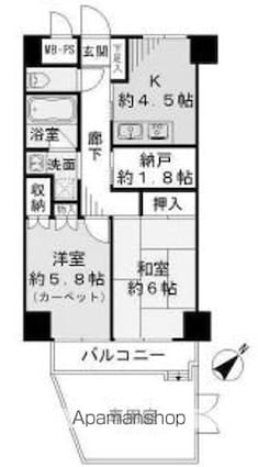 藤和シティホームズ新宿余丁町[2SDK/50.05m2]の間取図
