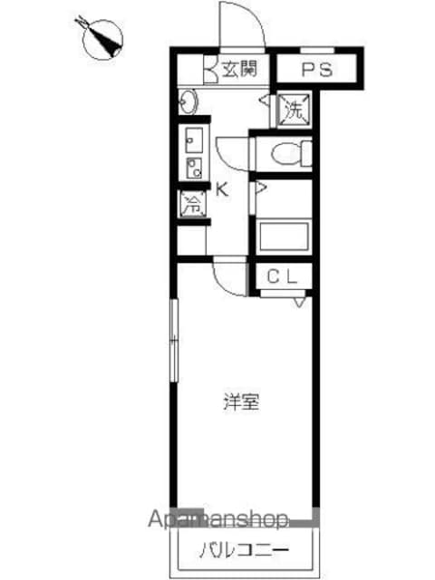 スカイコート千歳烏山第６[1K/26.04m2]の間取図